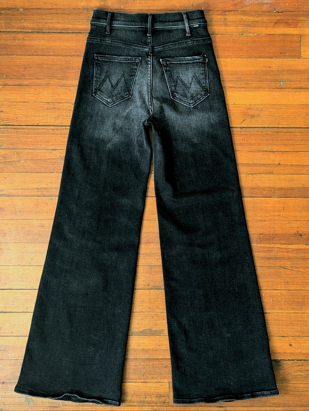 MOTHER Hustler Roller Sneak Jeans 25 Not Today Satan High Rise Wide Leg Flare - Picture 7 of 16